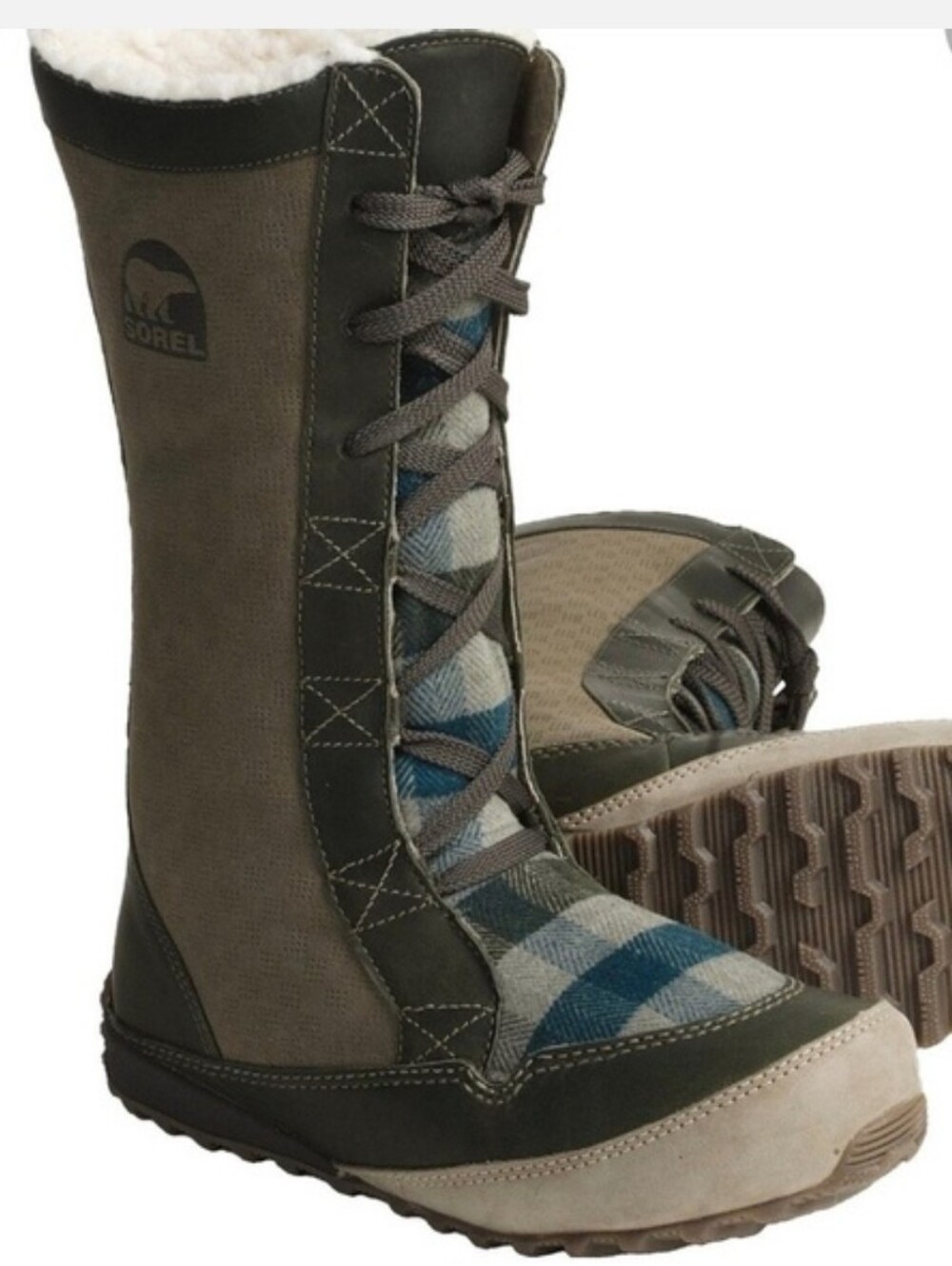 Sorel MacKenzie Tall Lace Up Plaid Winter Boots Size Women's 6
